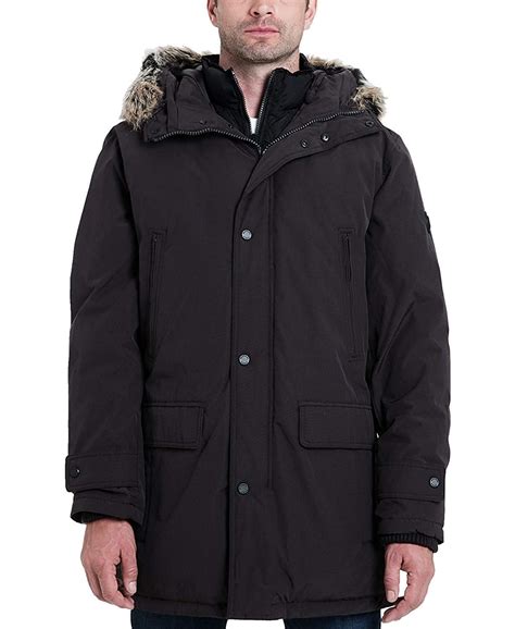 Michael Kors Mens Hooded Bib Snorkel Coat Parka Jacket Black 